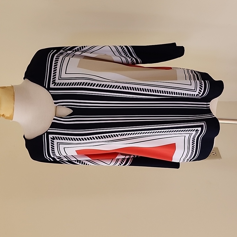 Chicos SZ 2 /L white /Navy multi blouse.